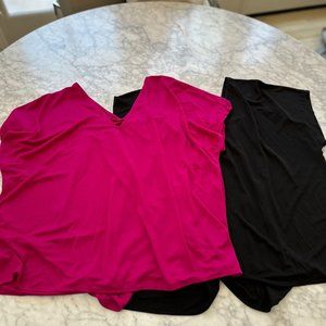 Two (2) Ann Taylor Tops - One Black One Hot Pink Size XL